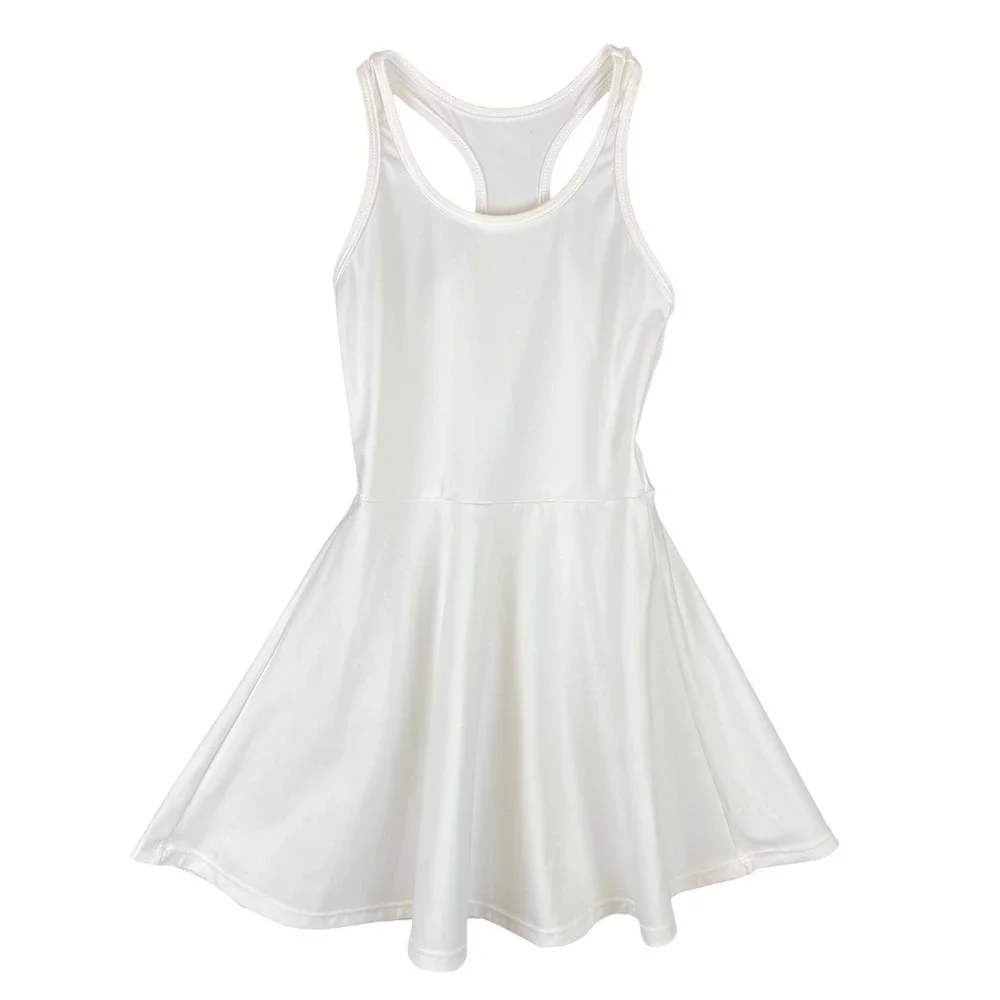Kids White Racerback Athletic Tennis Dress and Shorts Set‎ H3E284 Size 6